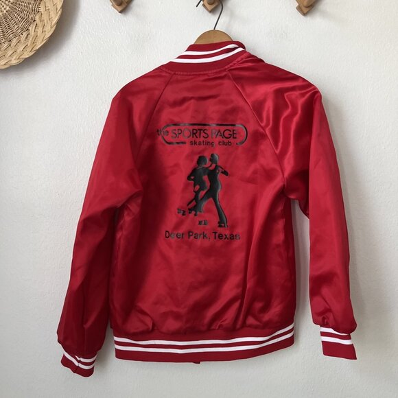 Vintage Hartwell red satin jacket roller‎ skating "Vicky Coach" Deer Park TX S - Picture 1 of 5